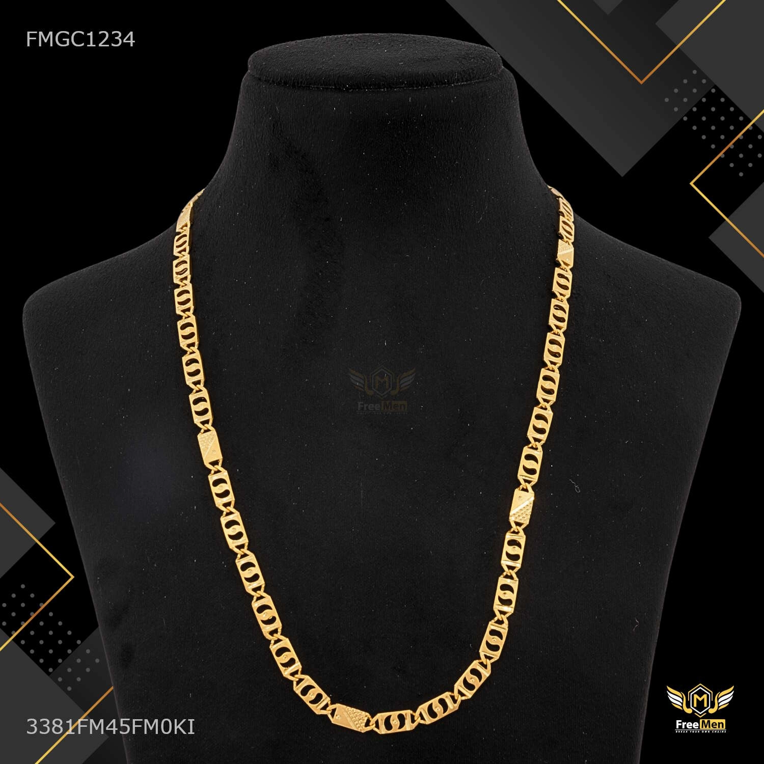 Round Dual Drop cut Nawabi gold plated chain For Man - FMGC1234 Timeless Radiance Shiny Jewelry Look