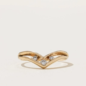 Sleek Piece Three Stone Diamond Chevron Ring | 0.10ctw | SZ 7.5