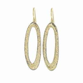 Muted Style Elliptic Earrings - Medium - 22ky Gold, 18ky Gold   Oxidized Silver