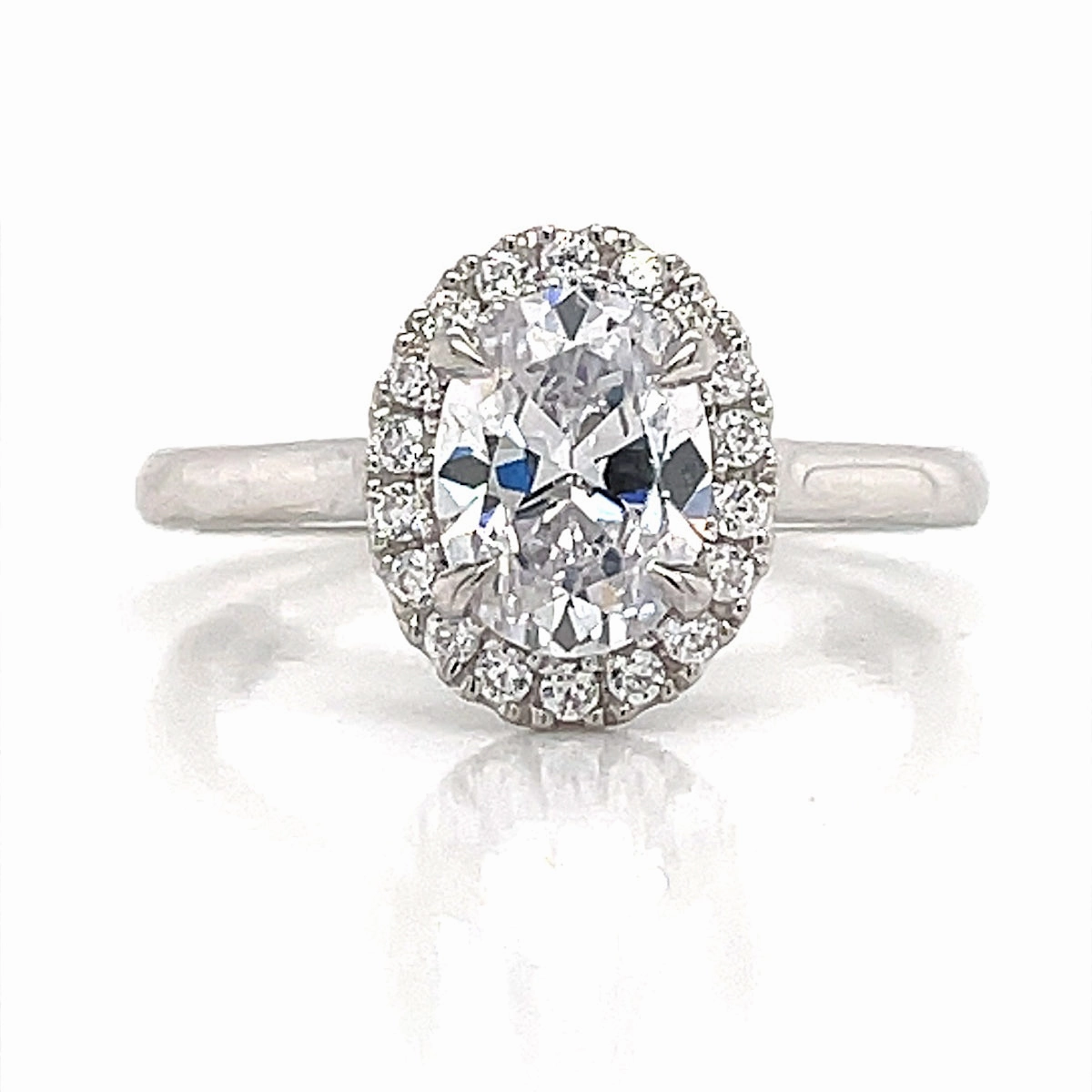 Style Statement High-End Product A. Jaffe Oval Halo Engagement Ring Setting in White Gold
