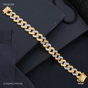 Luxury Dimond by Dimond Gold Plated Bracelet  for Men - FMGB368 Sculpted Shape
