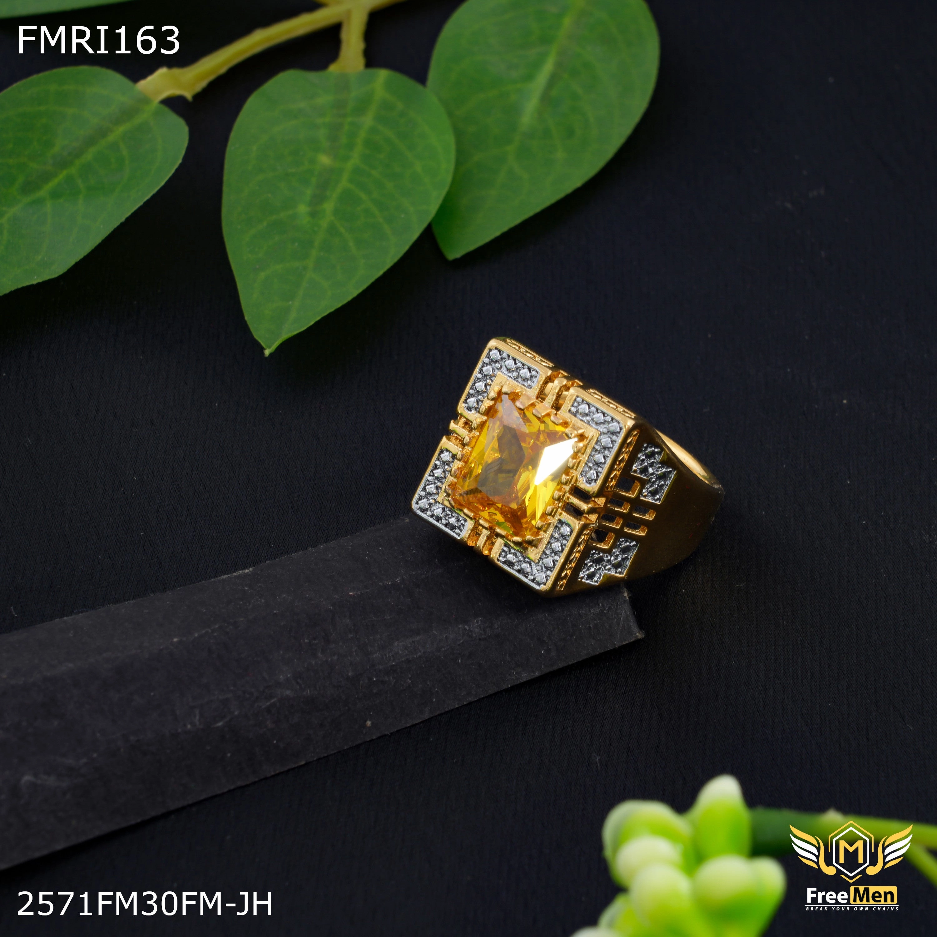 Feminine Light Fresh Elements Freeme Squar with Yellow Stone ring for men - FMRI163