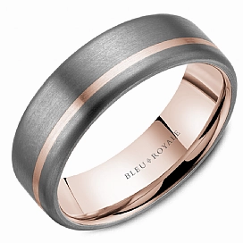 CrownRing Textured 7mm Wedding Ring in 14K Rose Gold/Tantalum Easy Design