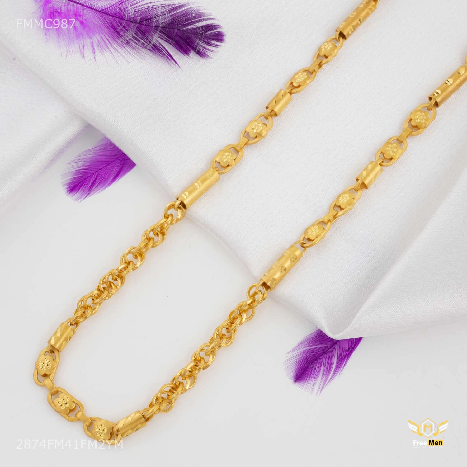 Dazzle Factor Indo Pipe with Designer Flower gold plated Chain - FMGC987