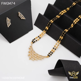 Handmade Statement Statement Accessory Freemen Two Line Fashionable Diamond Mangalsutra - FWGM74