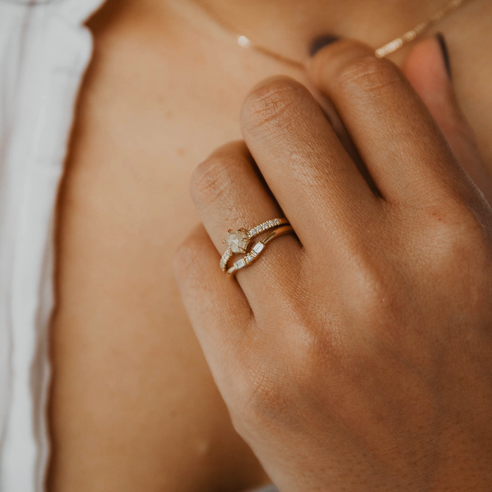 Finnley Ring - White Mined Diamond Contemporary piece Beloved Gift