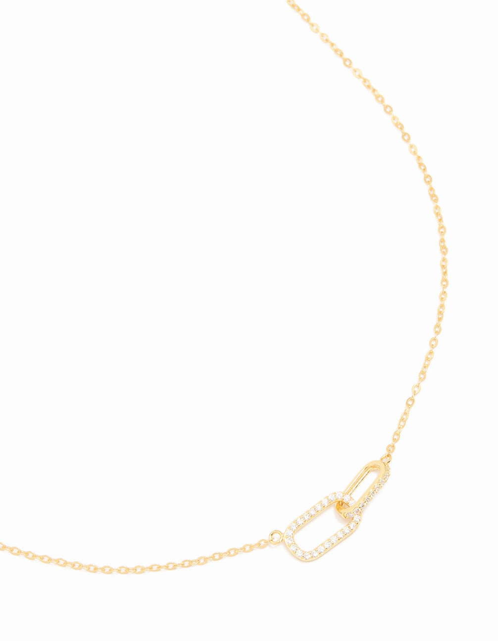 Gold Plated Sterling Silver Cubic Zirconia Oval Link Necklace Refined Craft