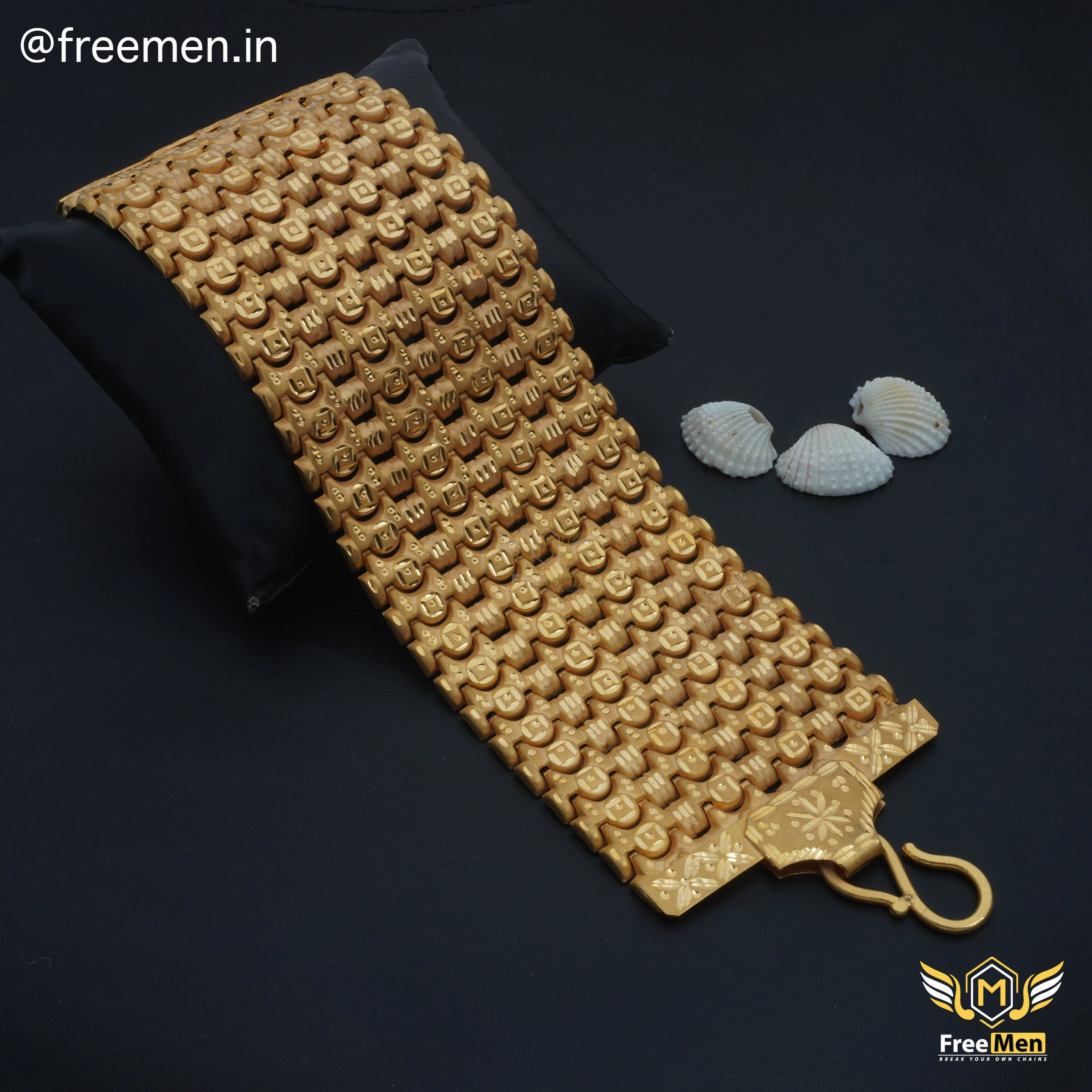 Freemen Four Line Gold Plated Heavy bracelet for Men  - FM116 Luxe Design Creative Accent