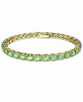 Swarovski Matrix Tennis Bracelet, Green, Gold, L Playful Shine Soft Accent
