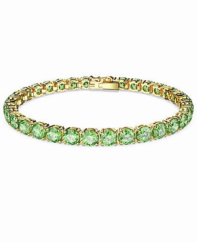 Swarovski Matrix Tennis Bracelet, Green, Gold, L Playful Shine Soft Accent