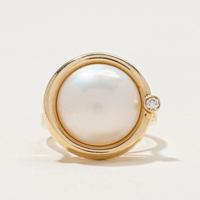 Day Vibe youth choice Mabe Pearl & Diamond Cocktail Ring | 0.03ct | SZ 4