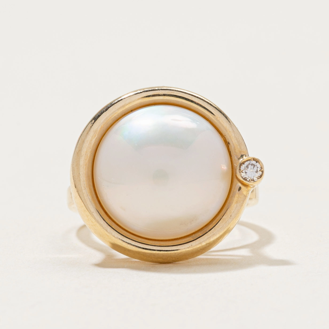 Day Vibe youth choice Mabe Pearl & Diamond Cocktail Ring | 0.03ct | SZ 4