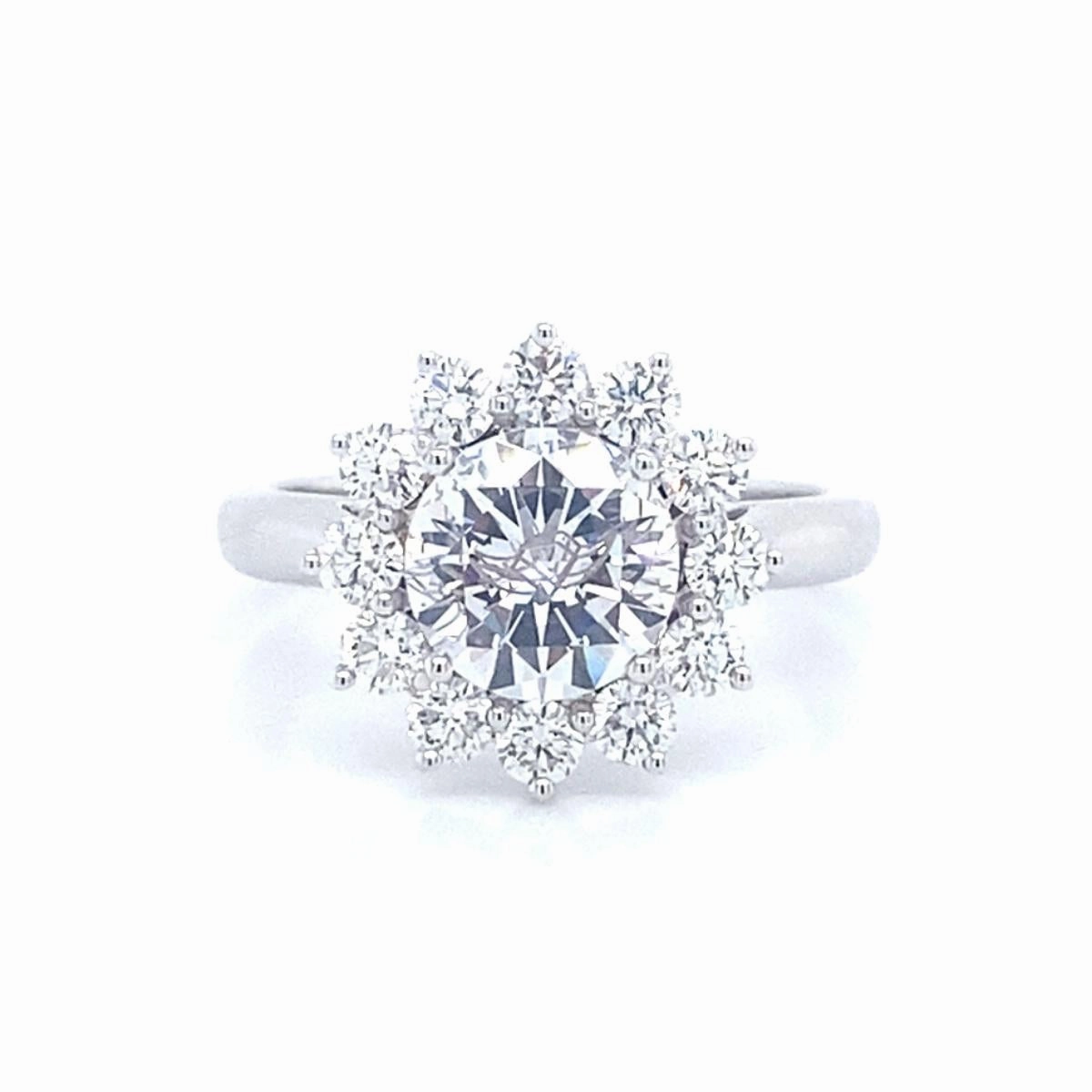 Bremer Jewelry Round Halo Diamond Engagement Ring Setting in 14K White Gold (.68ctw) Contemporary Touch Fantastic Statement