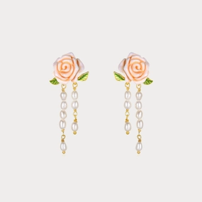 Champagne Rose Earrings Sparkling Decoration Delicate Element