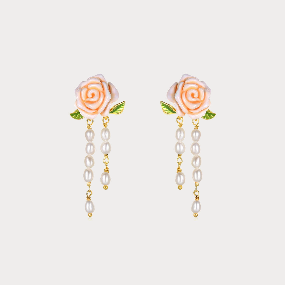 Champagne Rose Earrings Sparkling Decoration Delicate Element