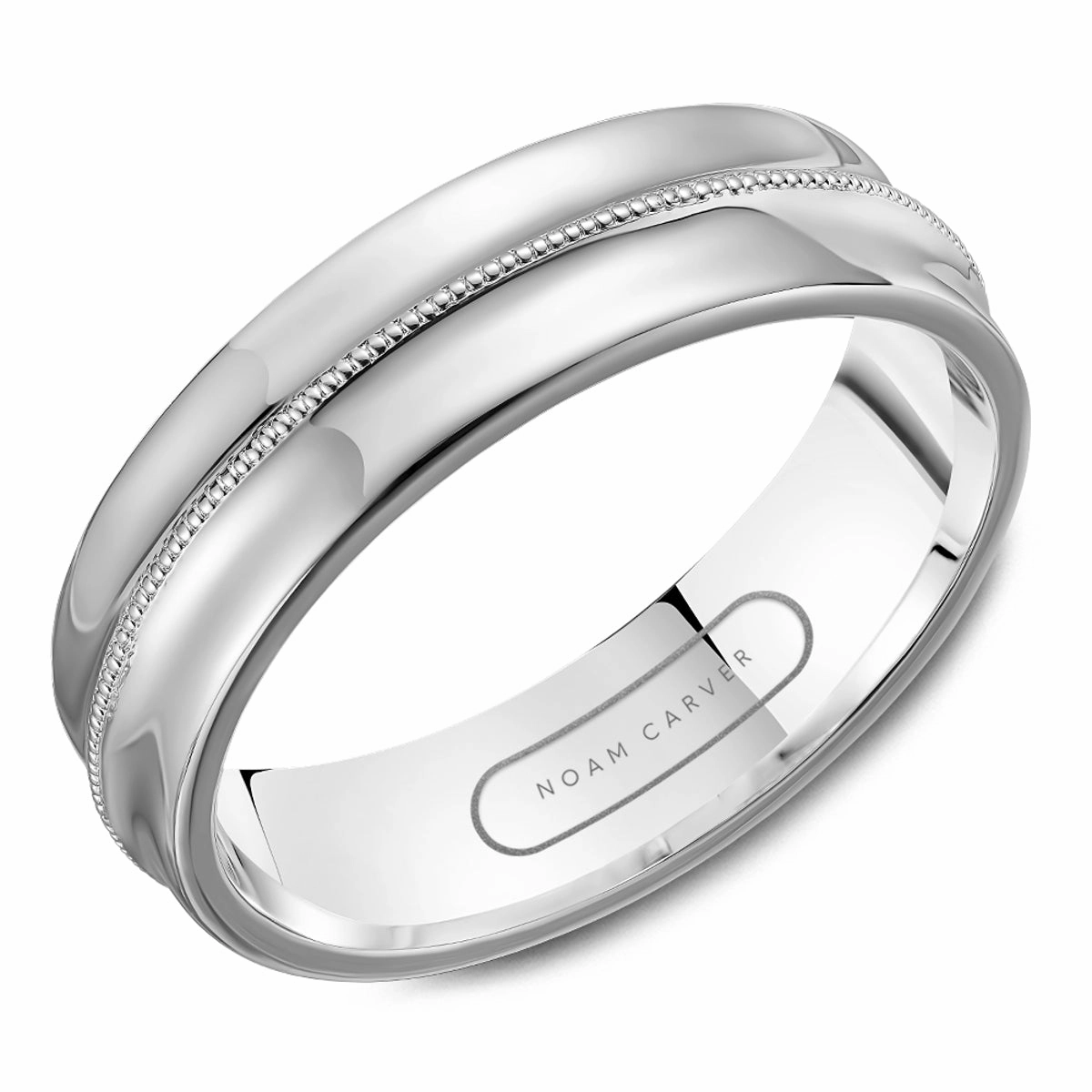Noam Carver Carved Wedding Ring in 14K White Gold Personal Look