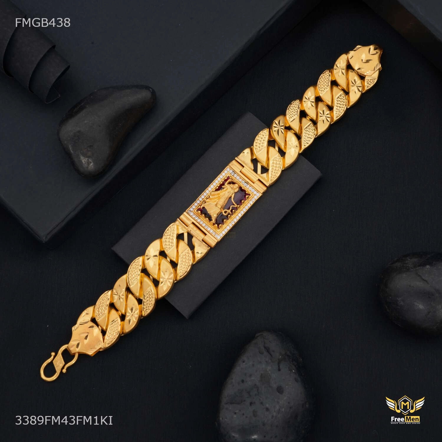 Special Touch Meldi Maa AD Box with Pokel Gold Plated Bracelet  for Men - FMGB438