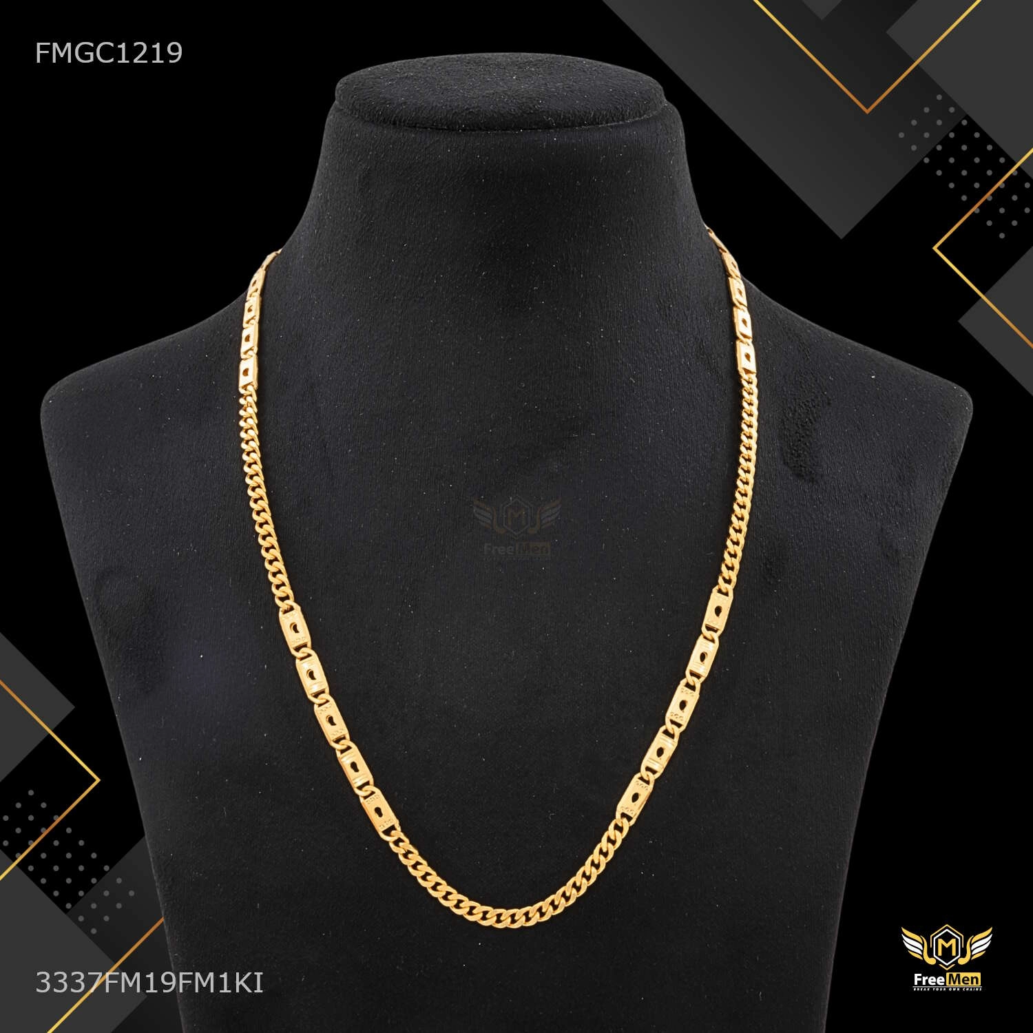 Mini Rings with Drop Nawabi gold plated chain For Man - FMGC1219 Finest Finish