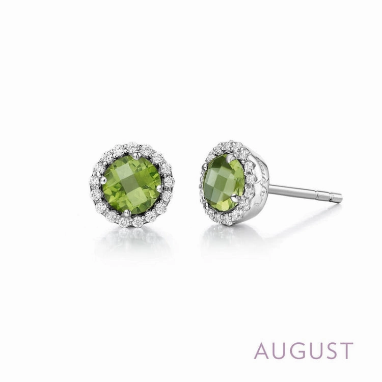 Silver Edge Radiant Surface August Birthstone Earrings