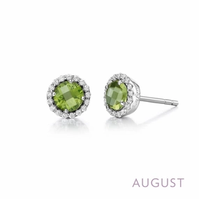 Silver Edge Radiant Surface August Birthstone Earrings