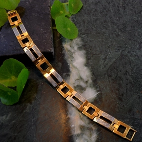 FreeMen's 2square Golden Bracelet For men FMBA101 Artful Detail