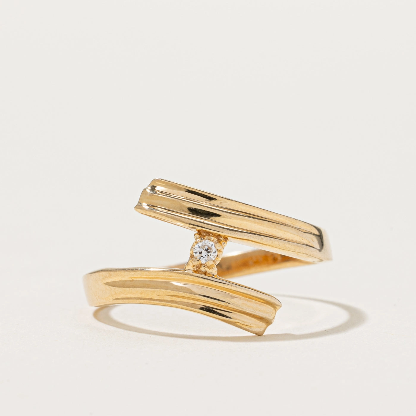 Sleek Highlight Single Diamond Bypass Ring | 0.02ct | SZ 8