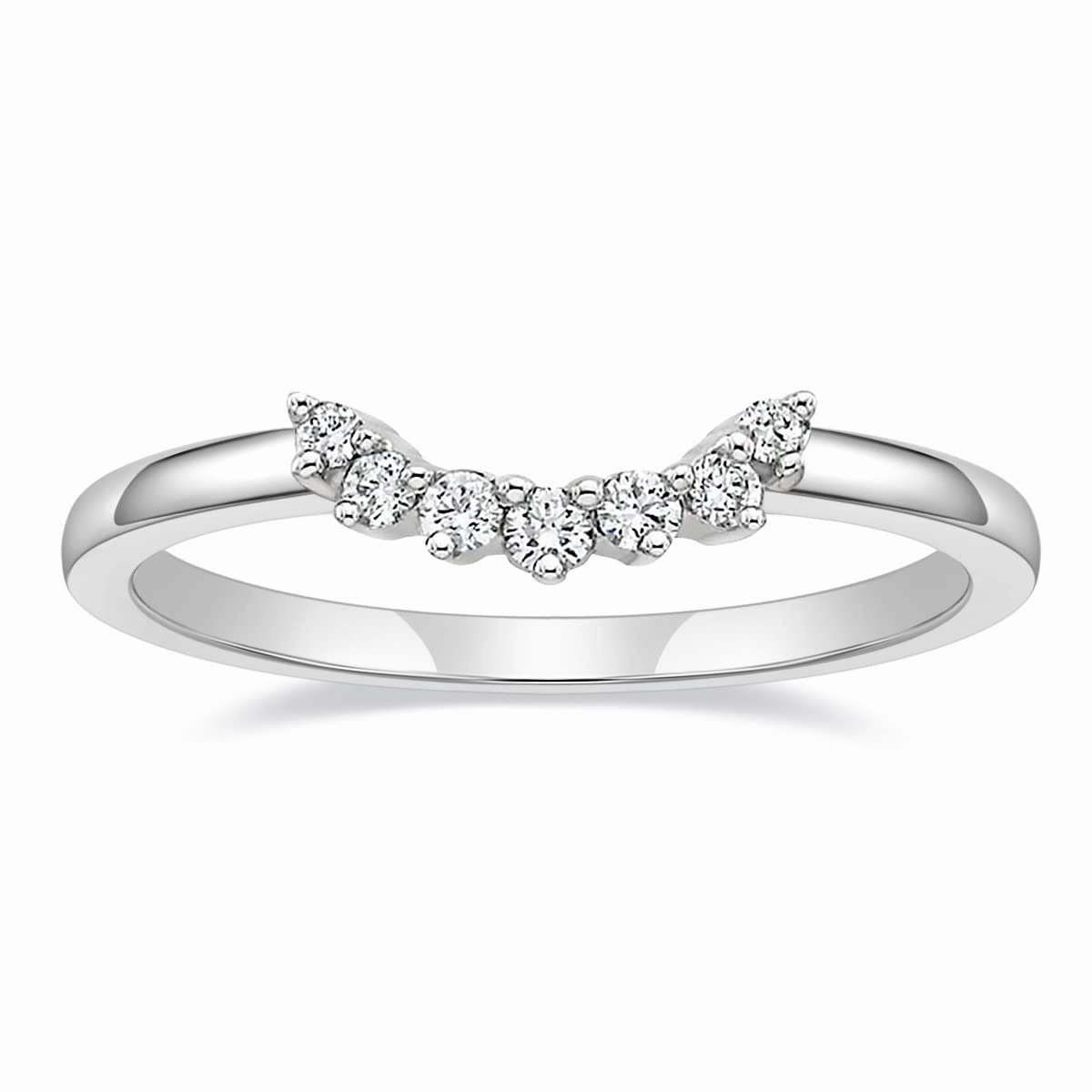 Gallery Art Crown and Round Cut Stackable CZ Curved Engagement Rings