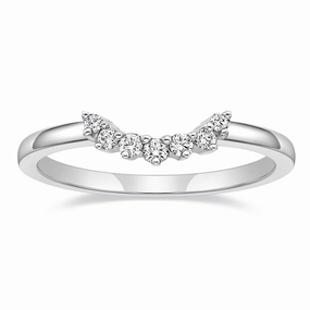 Crown and Round Cut Stackable CZ Curved Engagement Rings Ornate Decoration