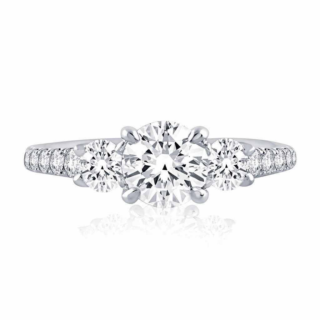 Elegant Item standalone piece A. Jaffe Metropolitan Three-Stone Diamond Engagement Ring Setting in White Gold