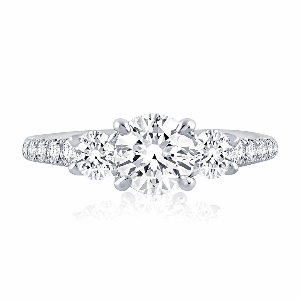 A. Jaffe Metropolitan Three-Stone Diamond Engagement Ring Setting in White Gold Pure Touch Daily Balance