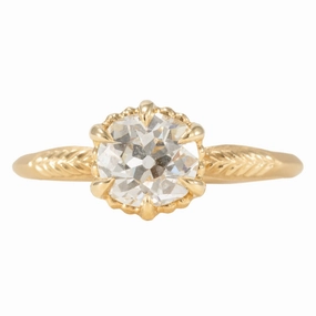 Evergreen Solitaire Engagement Ring - 18K Yellow Gold   1.04 ctw Antique Old Mine Cut Diamond (SI2/J) Durable Decoration