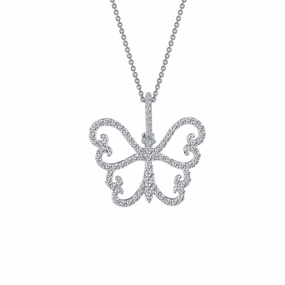 Sleek Edge Butterfly Pendant Necklace