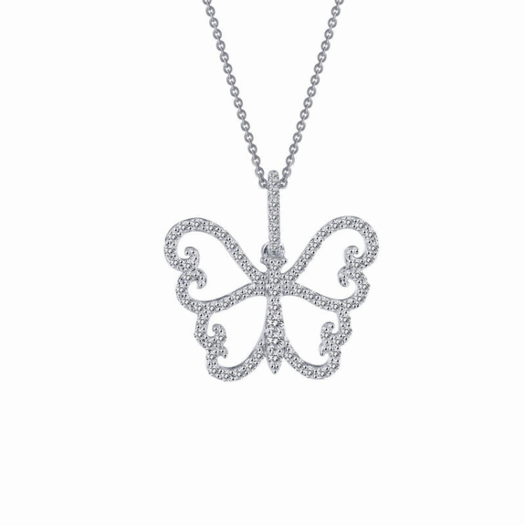 Sleek Edge Butterfly Pendant Necklace