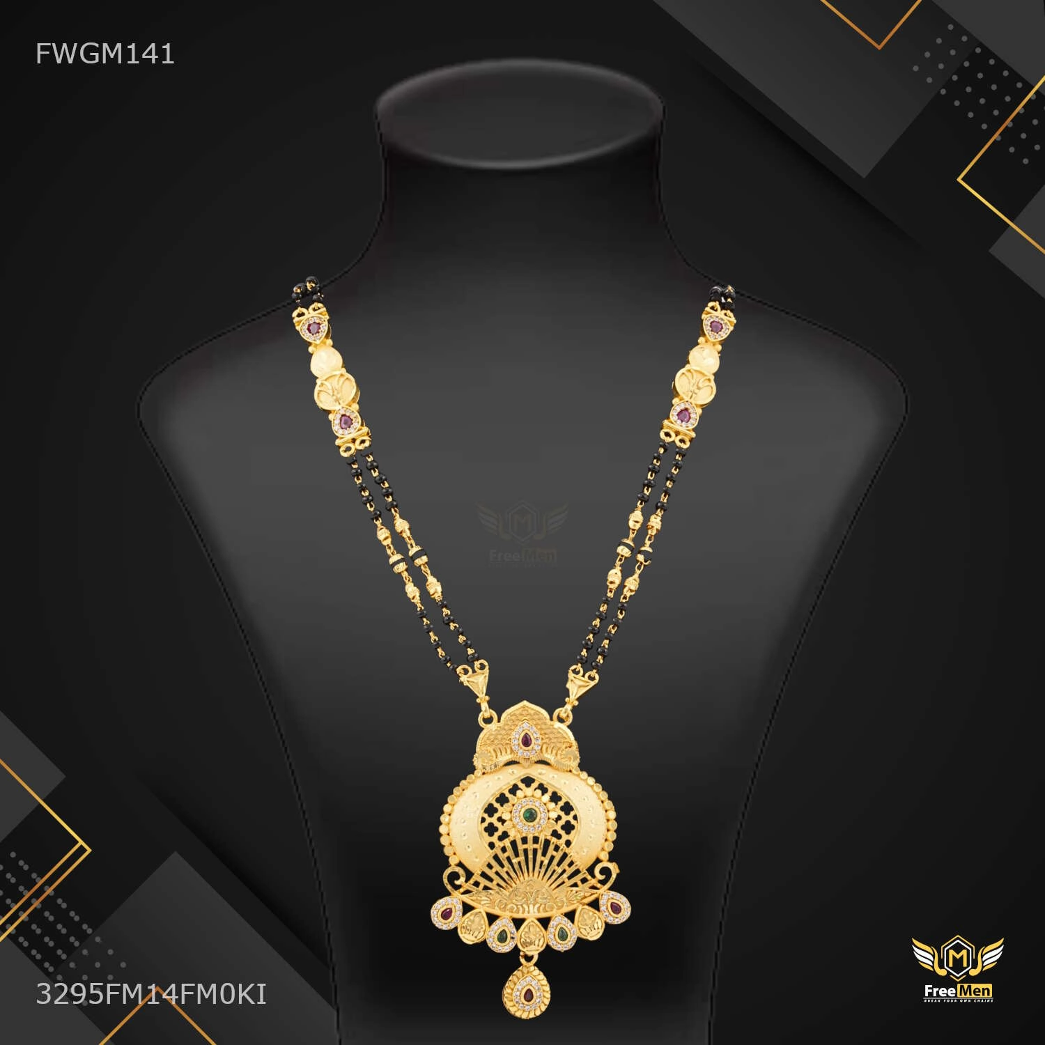 Designer Colorful AD Mangalsutra for women - FWGM141 Glow Detail