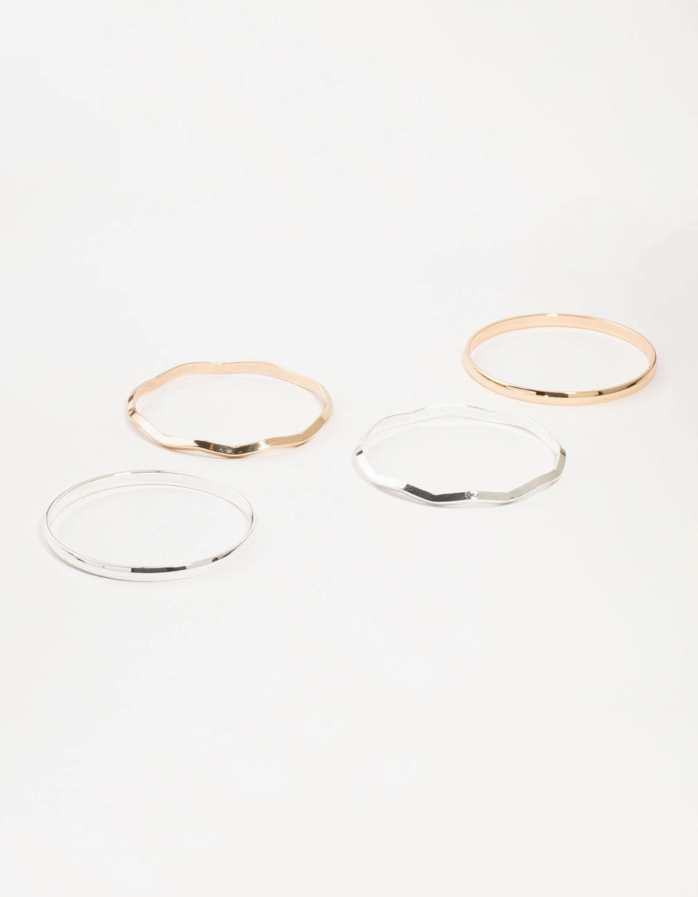 Mixed Metals Plain & Wavy Bangles 4-Pack Distinctive Piece Fashionable Design