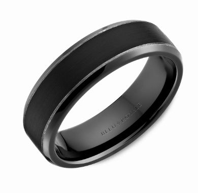 CrownRing Classic 6.5mm Wedding Ring in 14K Black Gold Ornate Token