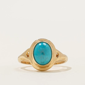 Monochrome Fit Bezel Set Cabochon Turquoise Ring | 1.60ct | SZ 5.5