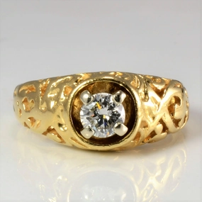 Bold Glance Finishing Accent Textured Solitaire Diamond Ring | 0.27ct | SZ 3.75 |