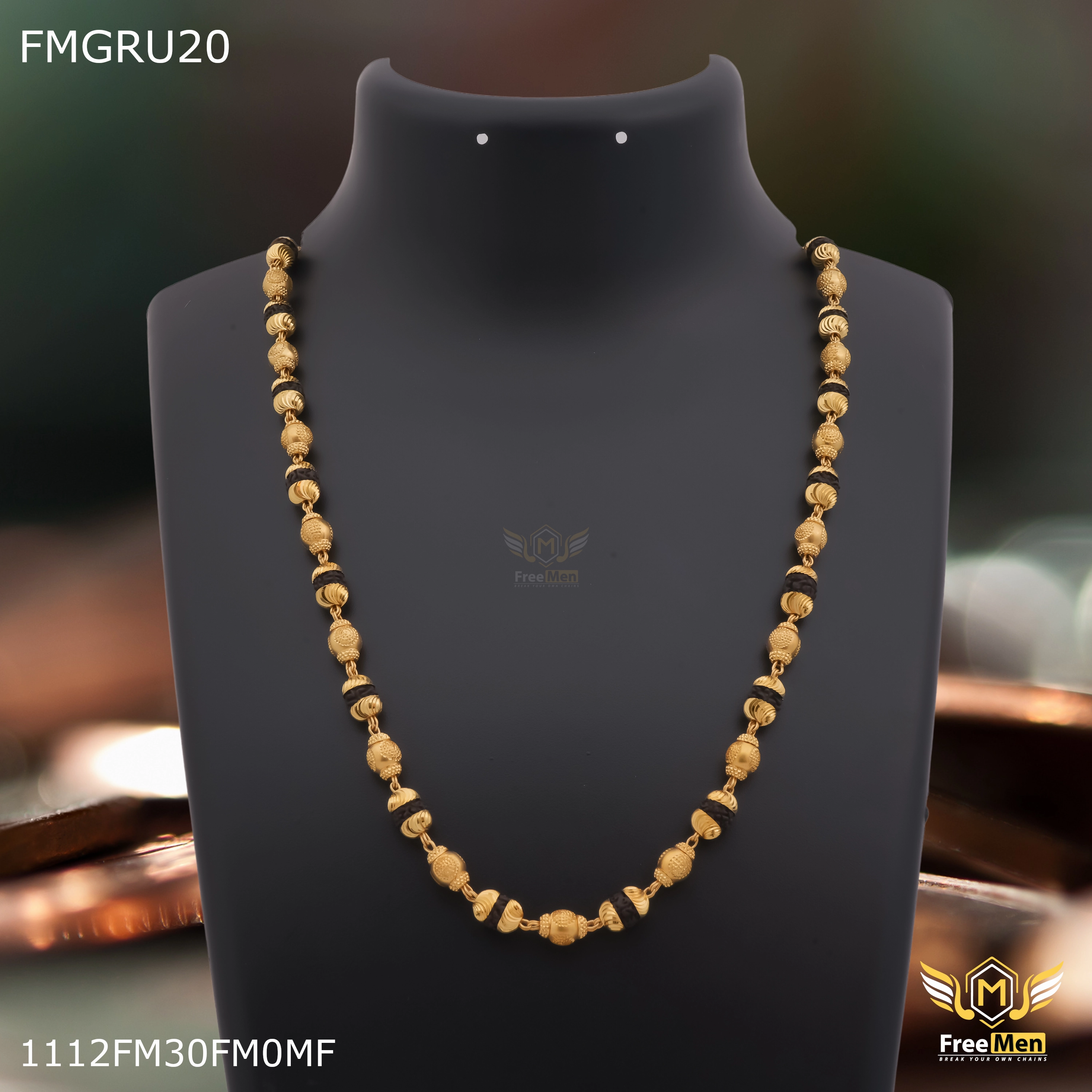 Everyday Gift Freemen Designer ball one by one rudraksh Mala for Man - FMGRU020