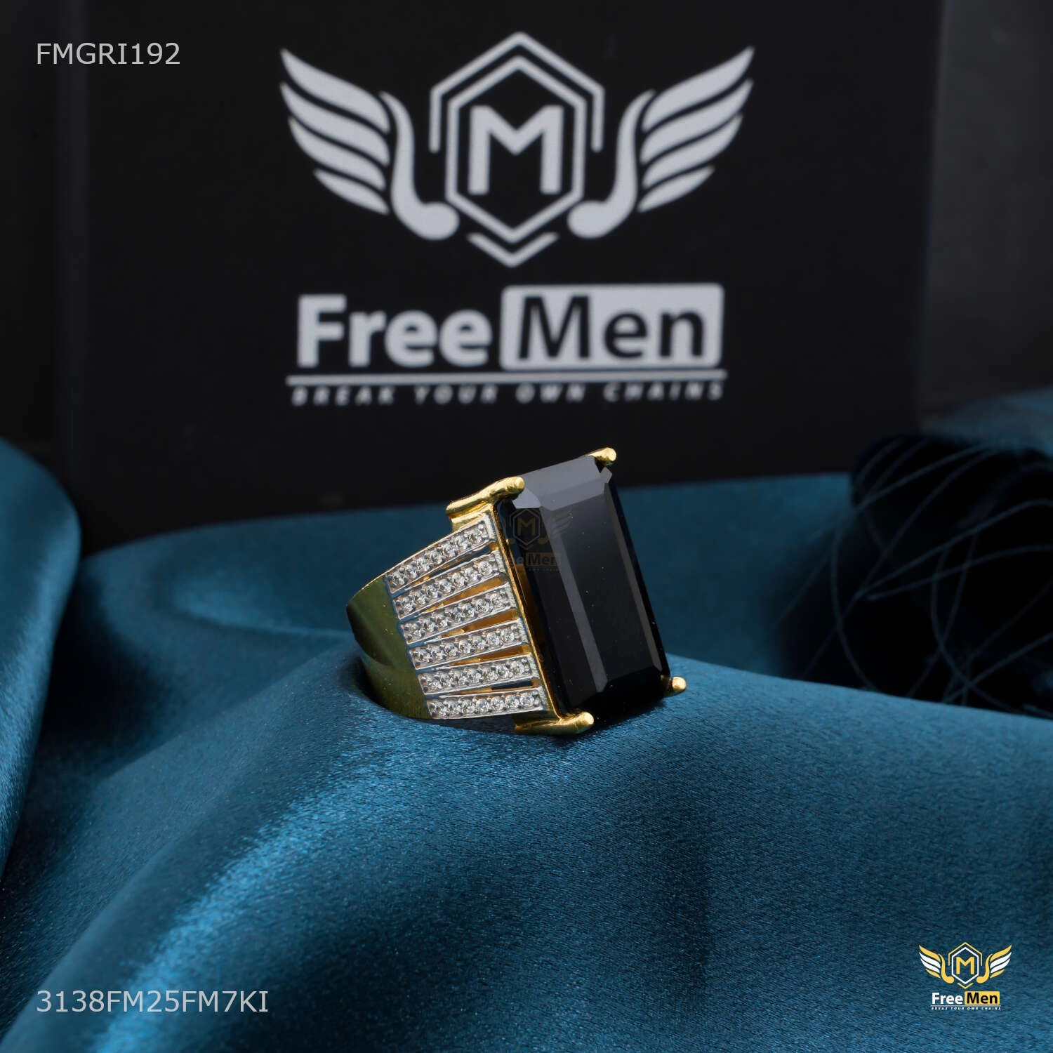 Minimal Highlight Broad Black AD with Sini Dimond ring design for men - FMGRI192