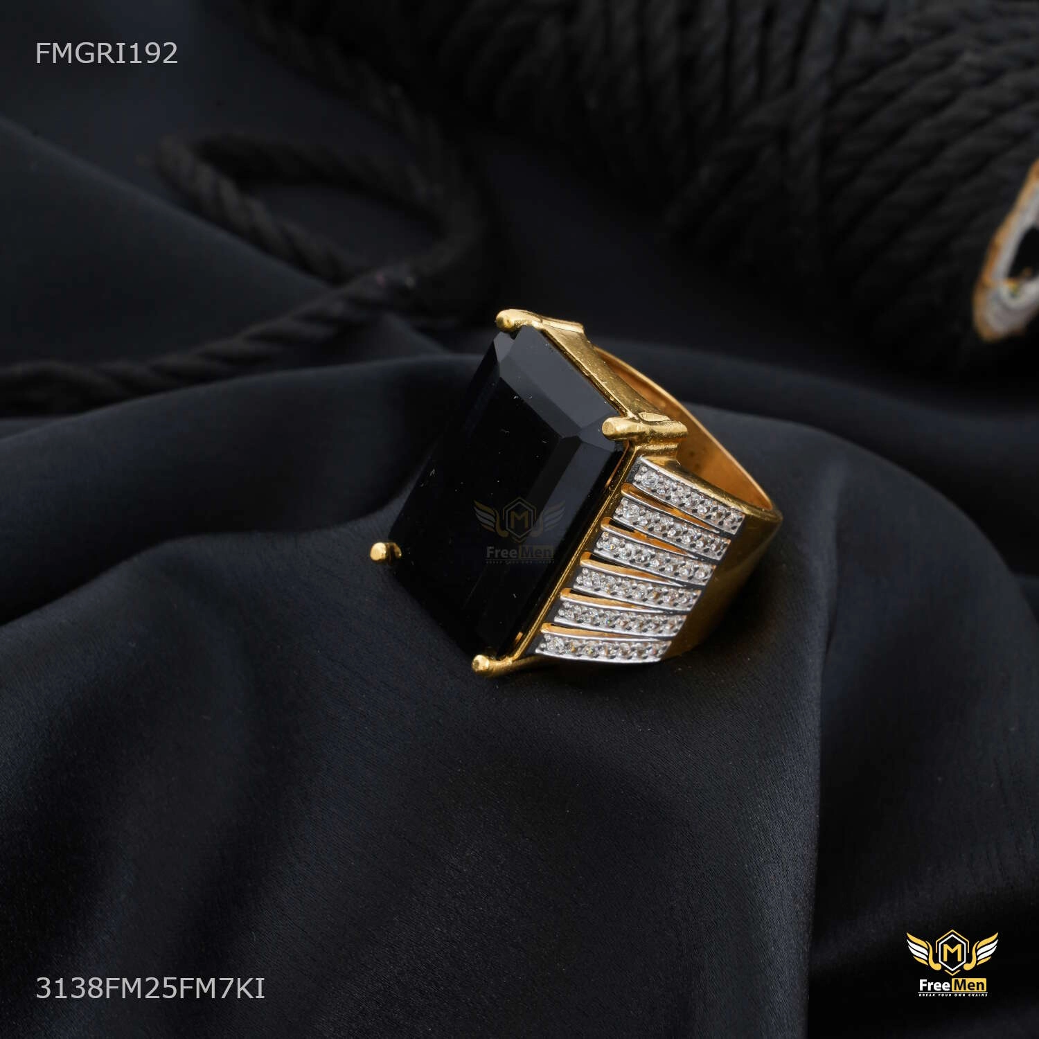 Chic Gift Broad Black AD with Sini Dimond ring design for men - FMGRI192