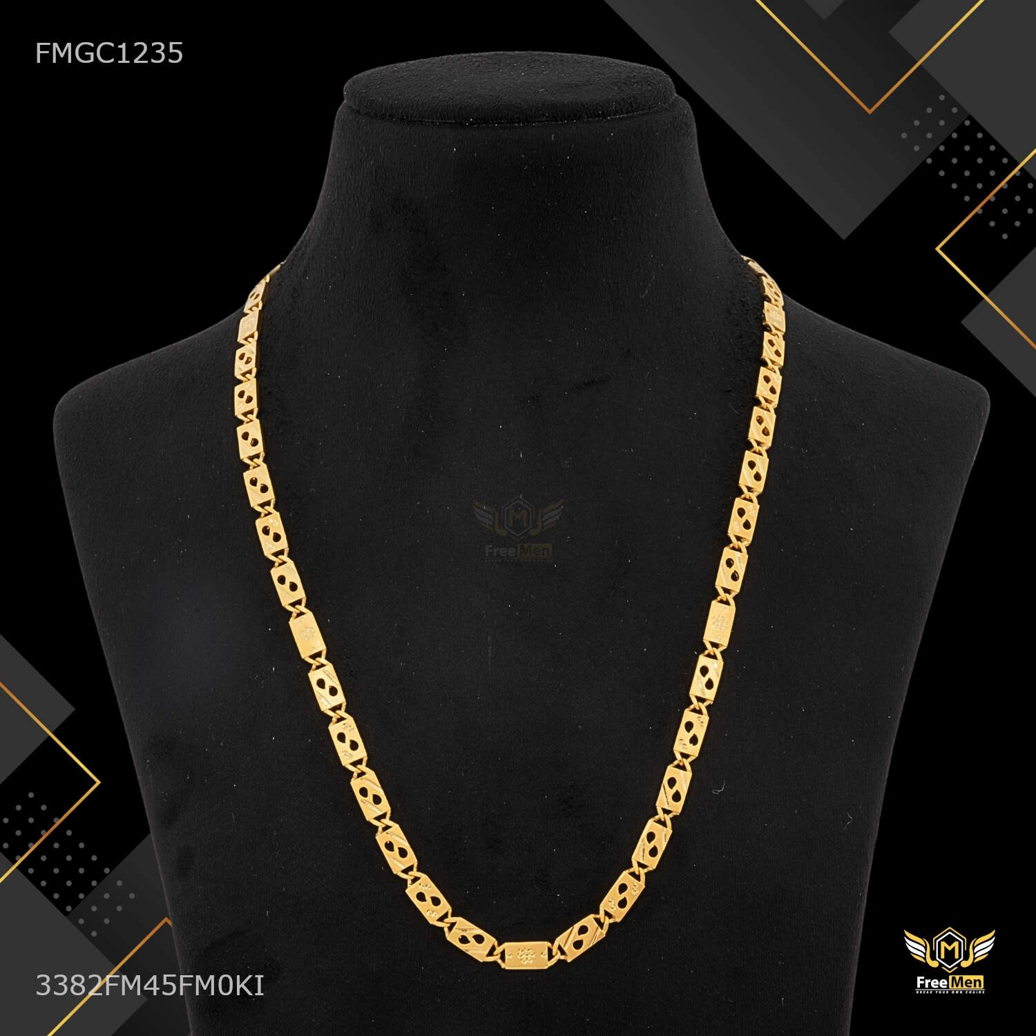 Mini Dual Drop cut Nawabi gold plated chain For Man - FMGC1235 Bold Lines