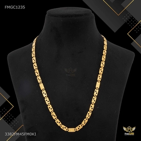 Mini Dual Drop cut Nawabi gold plated chain For Man - FMGC1235 Bold Lines