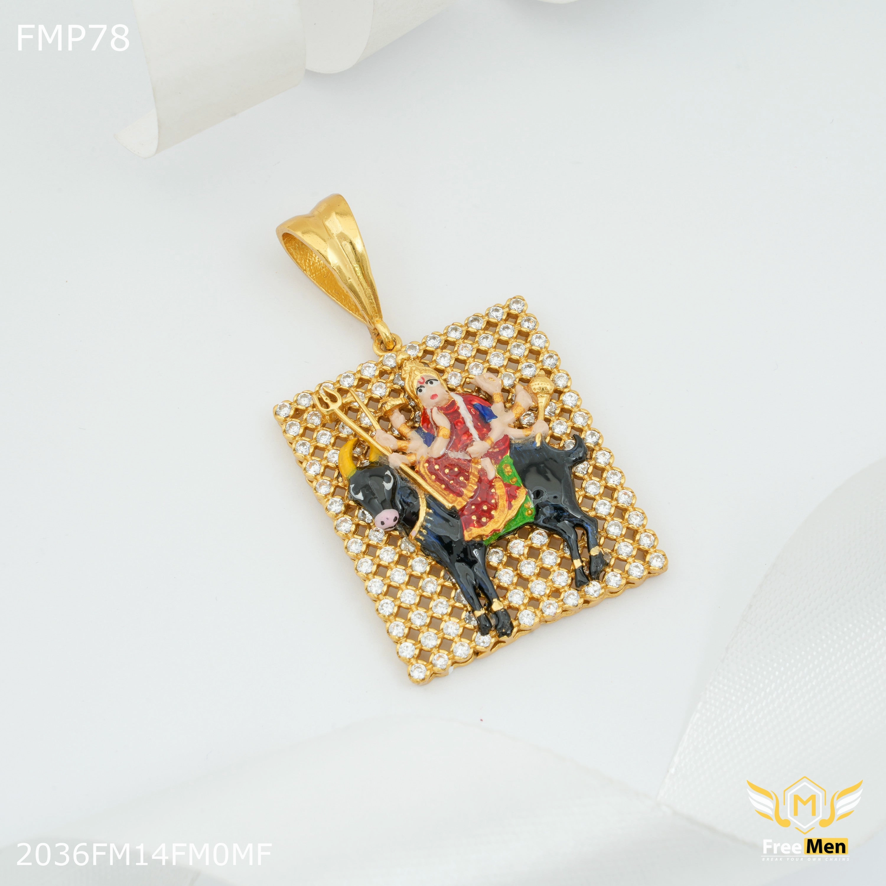 Artisan Jewelry Elegant Piece Freemen Meldi Maa with AD Pendent for Men - FMP78