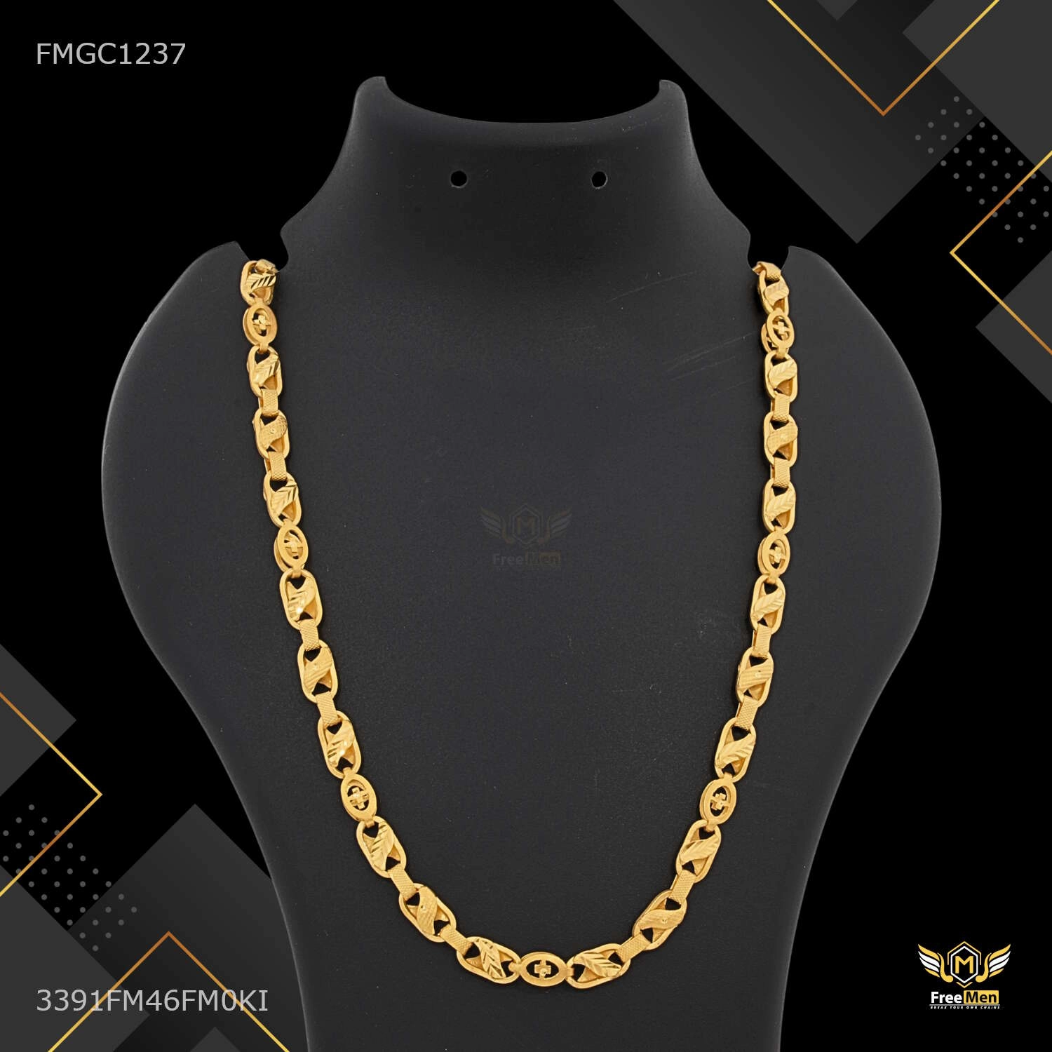 Timeless Craftwork New Thin Leaf Lotus gold plated chain For Man - FMGC1237