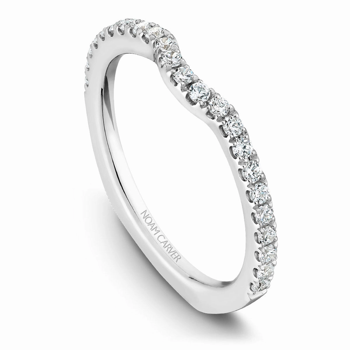 Stylish Set Noam Carver Contour Diamond Wedding Band in White Gold