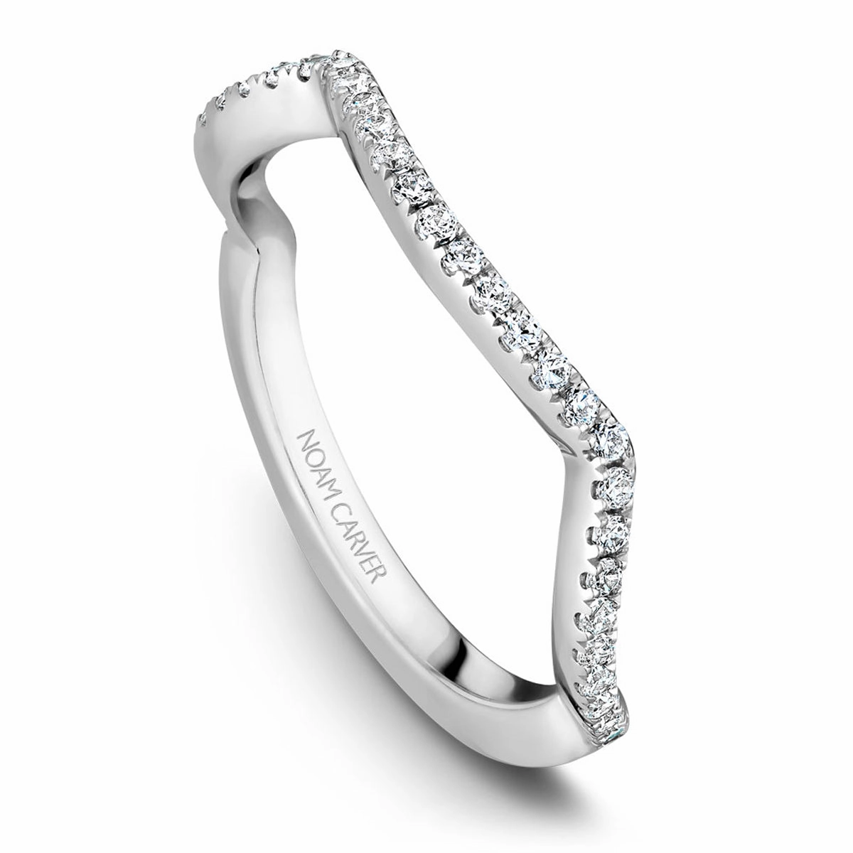 Ornate Sign Noam Carver Contour Diamond Wedding Band in White Gold