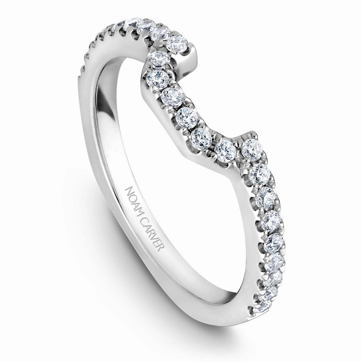 Noam Carver Contour Diamond Wedding Band in White Gold Sturdy Decoration Shiny Ornament