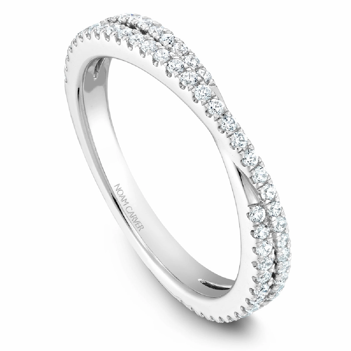 Sentimental Style Luxury Article Noam Carver Criss-Cross Diamond Wedding Band in White Gold