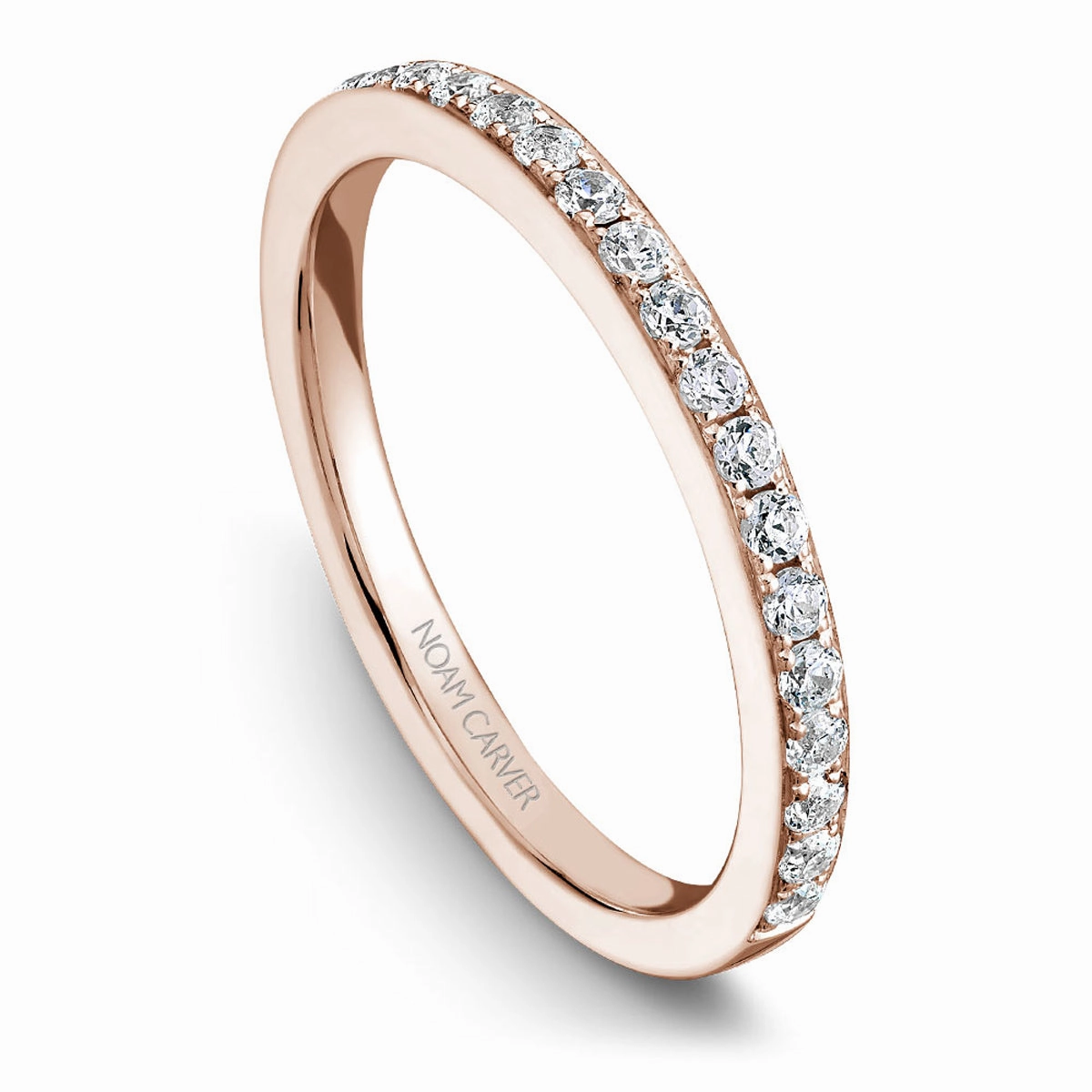 Noam Carver Diamond Wedding Band in Rose Gold Gentle Design